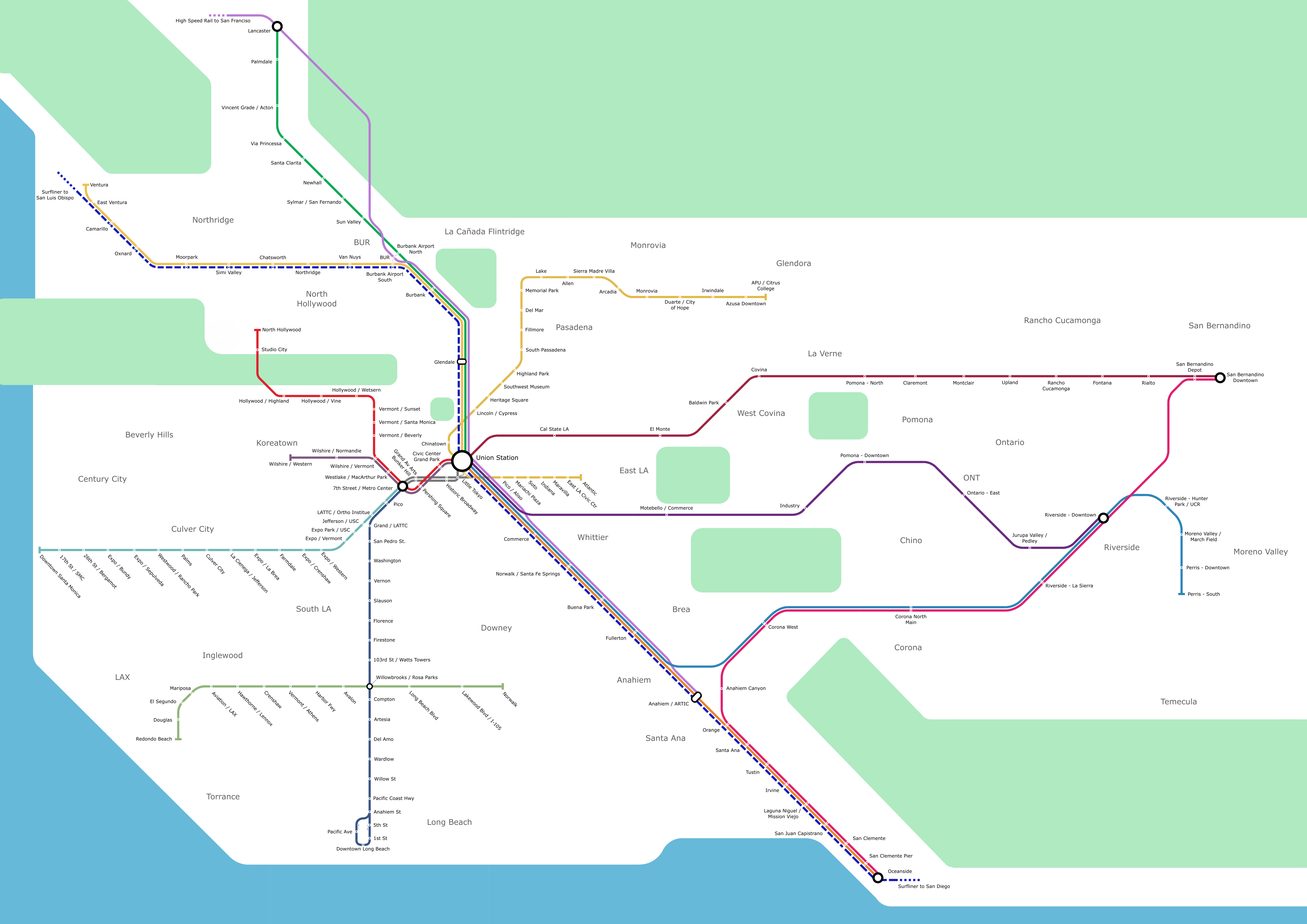 Custom Los Angeles Metro Map